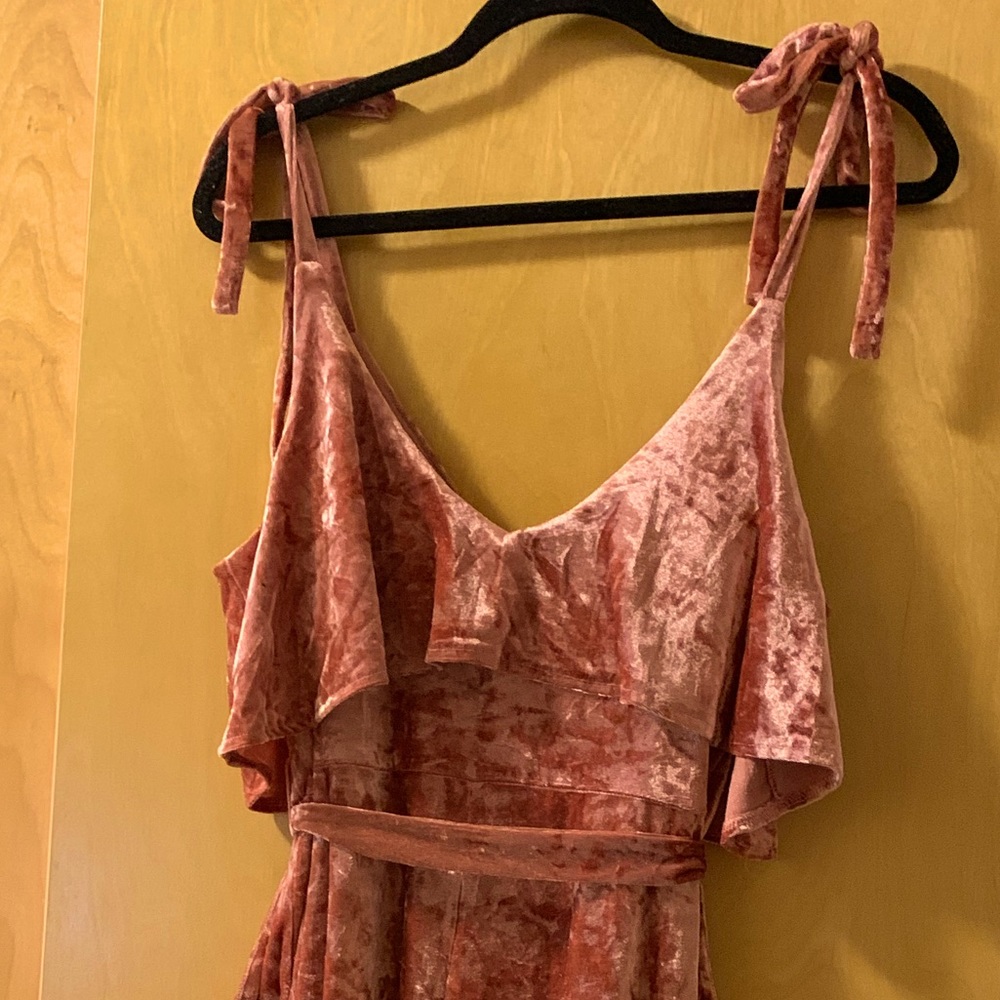 Mauve Wide-Leg Velvet Jumpsuit